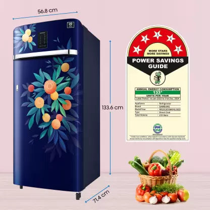 SAMSUNG 215 L Direct Cool Single Door 5 Star Refrigerator with Digi-Touch Cool,Digital Inverter (Orange Blossom Blue, RR23C2E35NK/HL) SAMSUNG 215 L Direct Cool Single Door 5 Star Refrigerator with Digi-Touch Cool,Digital Inverter (Orange Blossom Blue, RR23C2E35NK/HL)